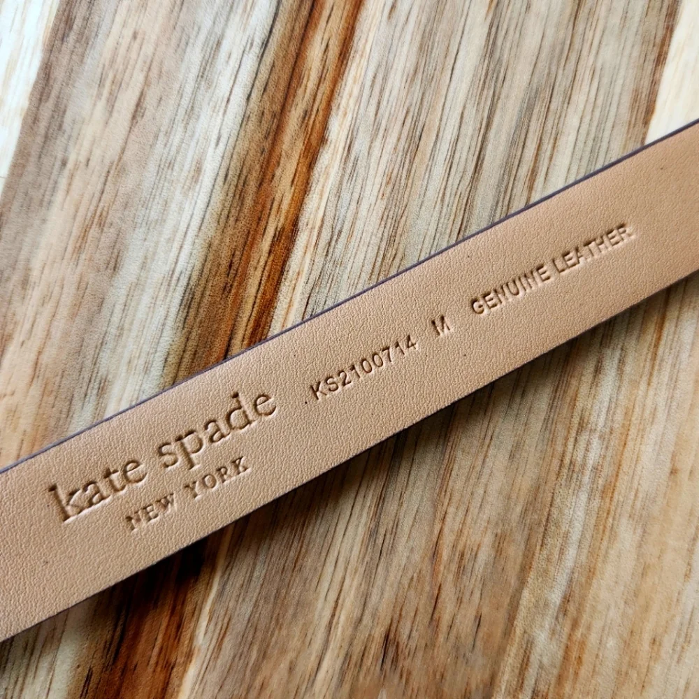 🩷 NWT! - Kate Spade Pink Genuine Leather Belt With Black Buckle -  Size Medium - Picture 5 of 6